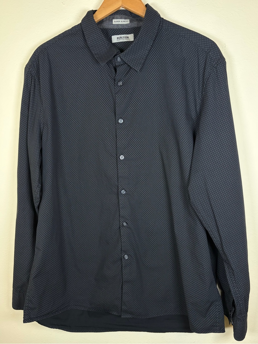 Kenneth Cole Reaction XXL Super Slim Fit Navy Geometric Long Sleeve